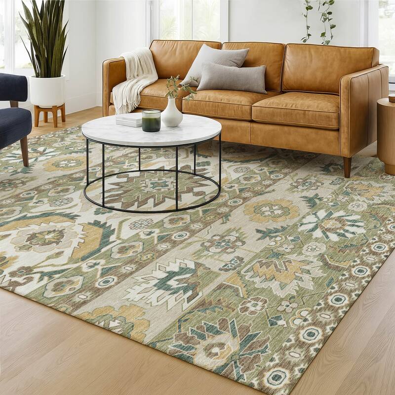 Machine Washable Indoor/ Outdoor Traditional Aspen Chantille Rug