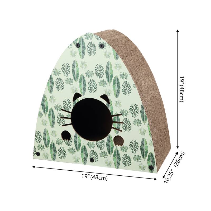 Koko 19" Cardboard Triangle Cat Cave Scratcher with Catnip