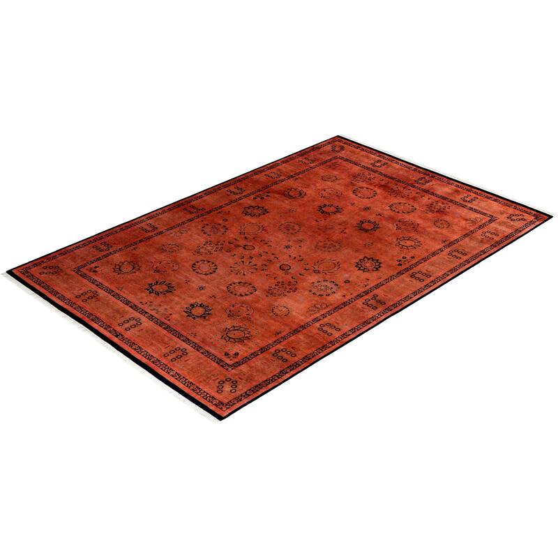 Contemporary Overdyed Wool Hand Knotted Area Rug - 6' 1" x 9' 4"