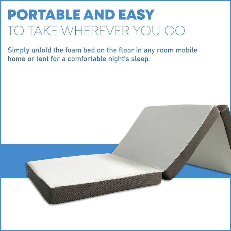 ONETAN,Folding Mattress, 3" & 4" Gel Memory Foam Portable Tri-fold Mattress