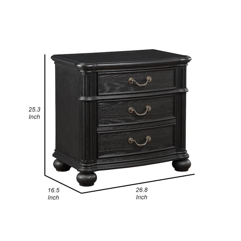 Bronze 3 Drawer 16.5 in. W Nightstand with Sturdy Hardware and Ample Storage