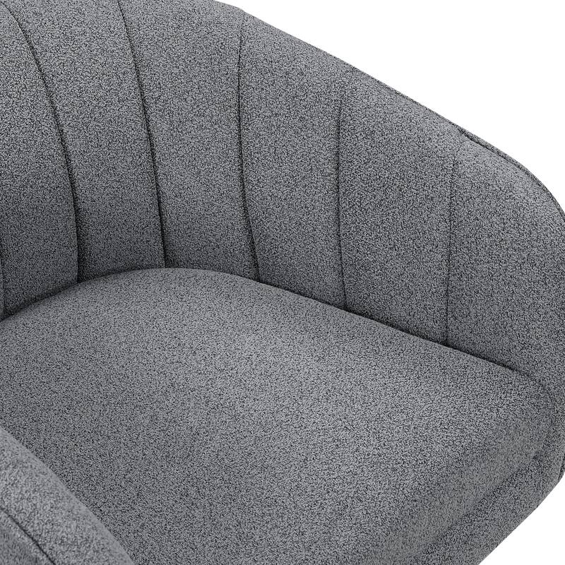 Willow 27.5" Boucle Swivel Chair - 360-Degree Metal Swivel Base