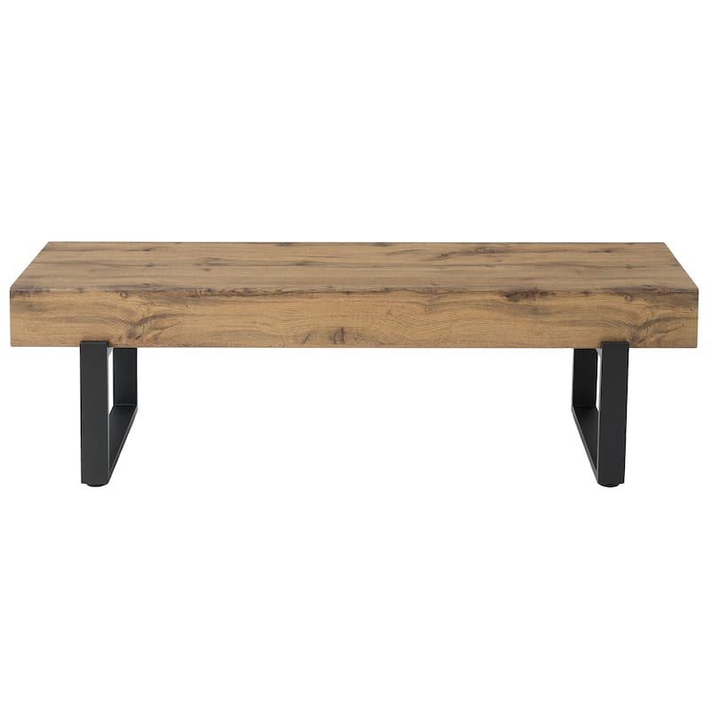 Sleek Modern Unupholstered Bench with Heavy-Duty Metal Legs by Harper&Bright Designs