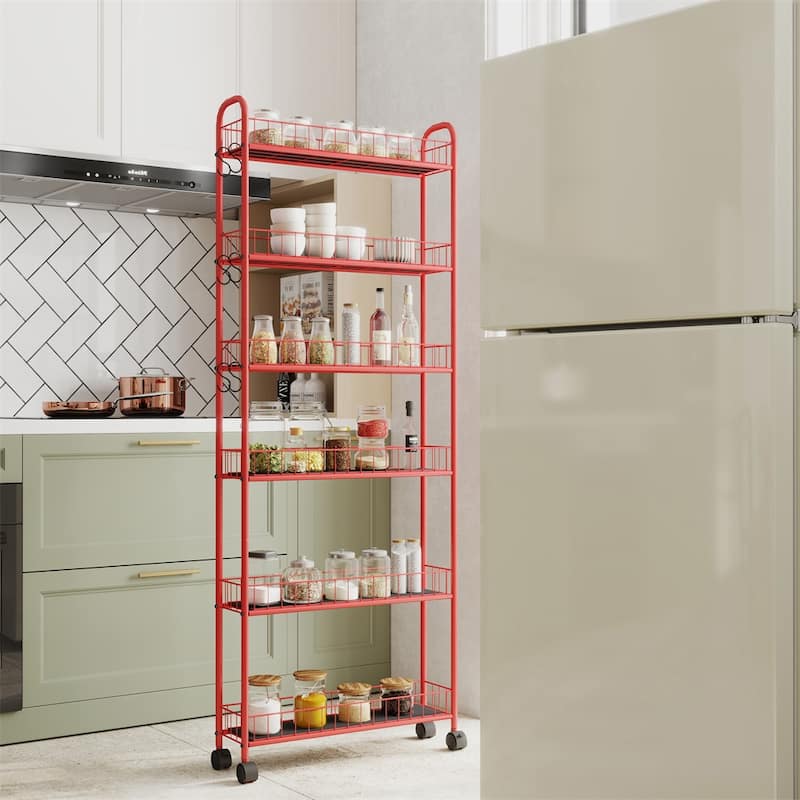 6-Tier Rolling Storage Rack with 6 Baskets