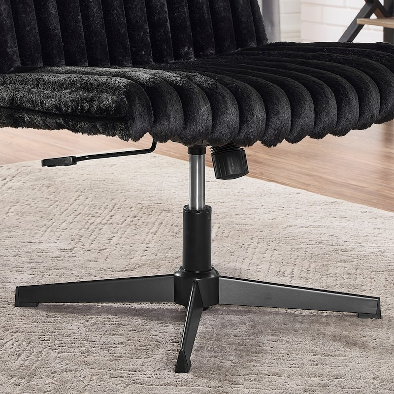 Adjustable Swivel Criss Cross Chair, Wide Seat Office Chair Vanity Chair, Black