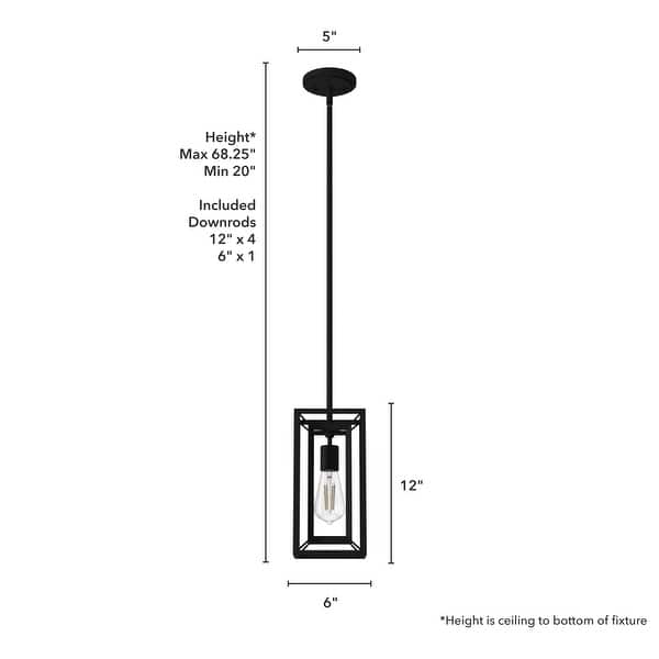 dimension image slide 1 of 2, Hunter Doherty 1-Light Mini Pendant - Kitchen Island, Dining Room, Bedroom - Industrial, Contemporary, Transitional