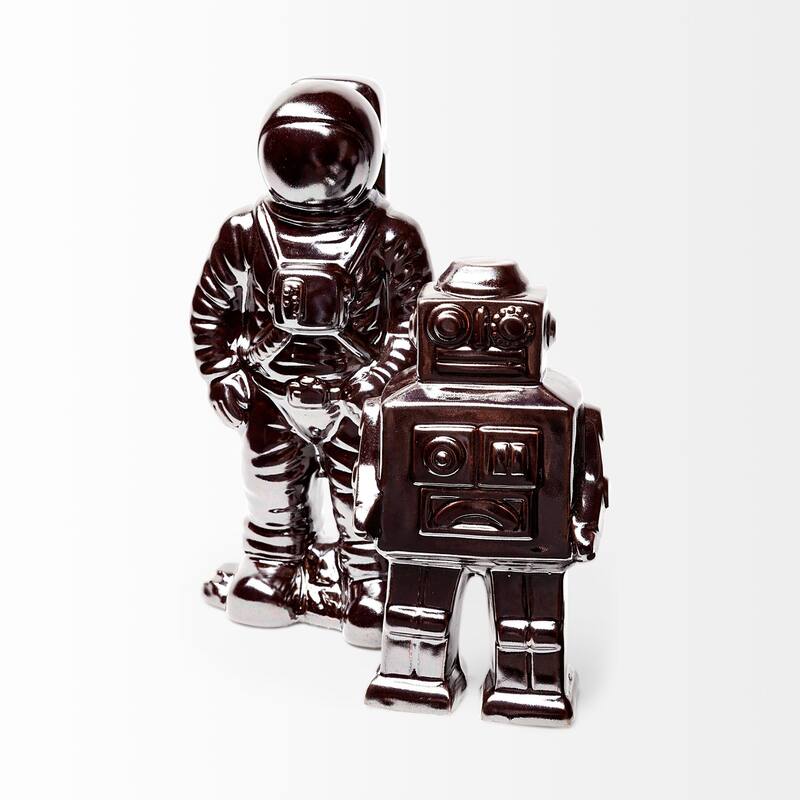 Over the Moon Silverplated Astronaut Sculpture - 4"W x 4"D x 10"H