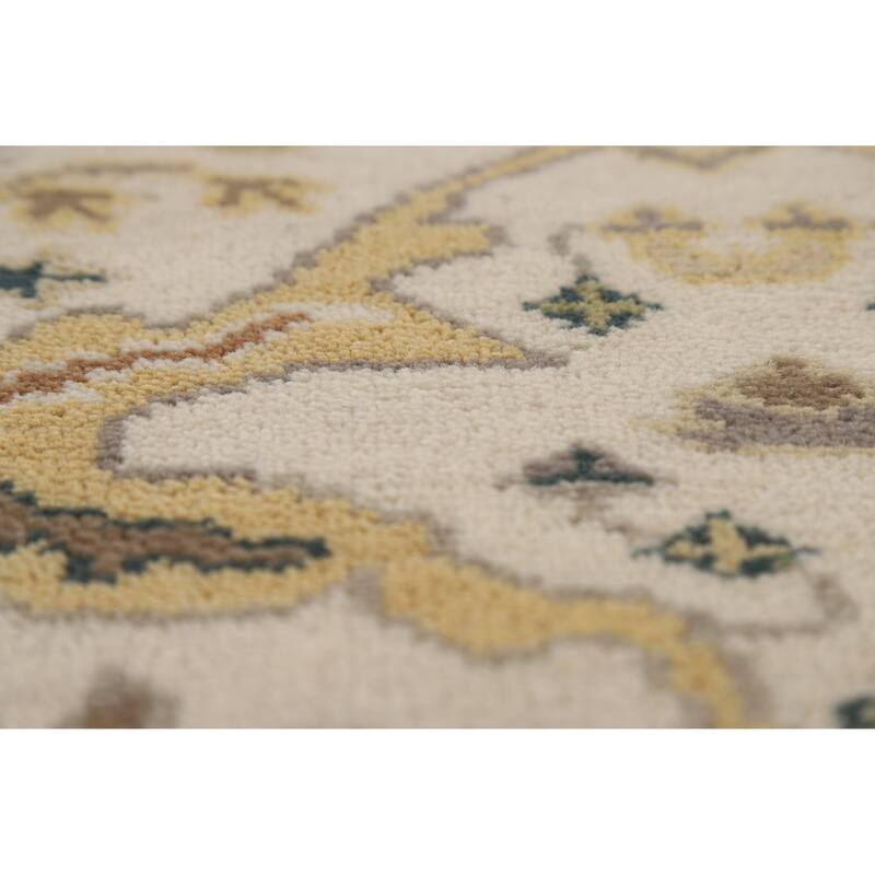Ivory Oushak Indian Runner Rug Handmade Wool Carpet - 2'7"x 7'9"