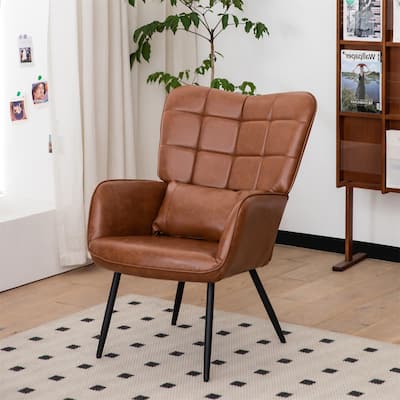 Modern Accent Chair High Back with Metal Legs and Soft Padded