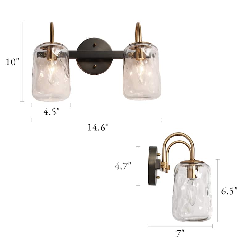 Modern Gold 2/4-Light Bathroom Vanity Light Textured Glass Wall Sconce