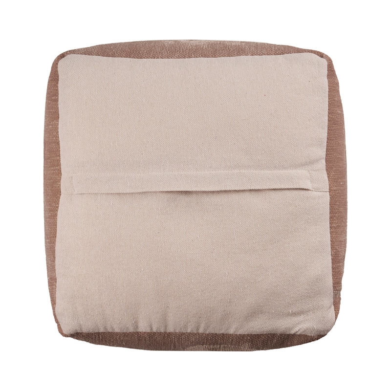 HomeRoots 18" Beige Chenille Cube Pouf Ottoman