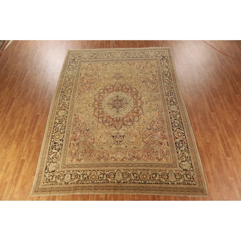 Vegetable Dye Tabriz Haj Jalili Persian Rug Hand-Knotted Wool Carpet - 9'3"x 12'9"