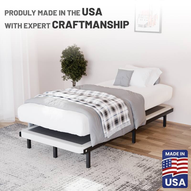 Box Spring Bed Base, 2" Wood Foundation, Quiet Noise Free, 2-Pieces Under Mattress-Support Box Spring, Fully Assembled, White