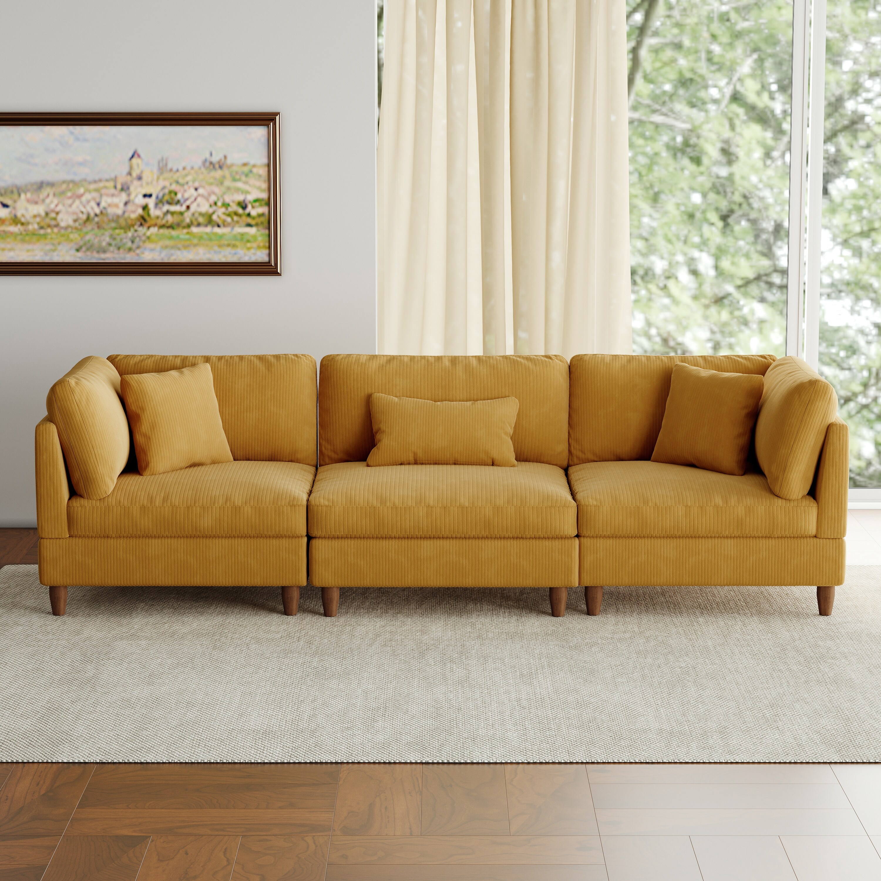 Jannae 112.12'' Upholstered Corduroy Sofa - On Sale - Overstock