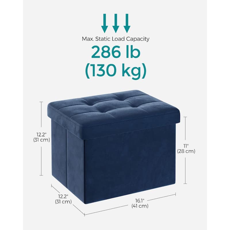 Velvet Foldable Storage Ottoman with Padded Seat and Hidden Compartment for Living Room or Entryway
