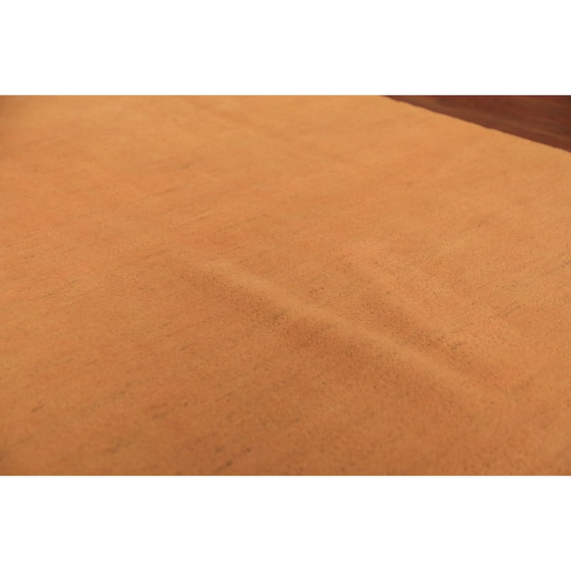 Modern Gabbeh Oriental Area Rug Handmade Orange Solid Wool Carpet - 4'11" x 6'7"