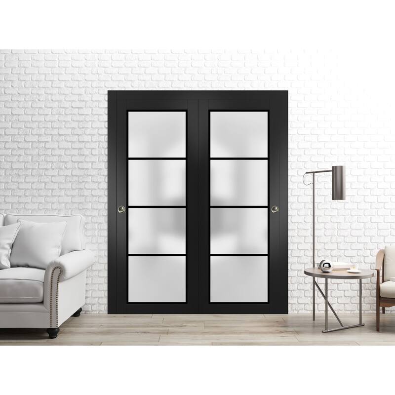 Bypass Doors 36 x 80 Planum 2132 Matte Black Sturdy Rails