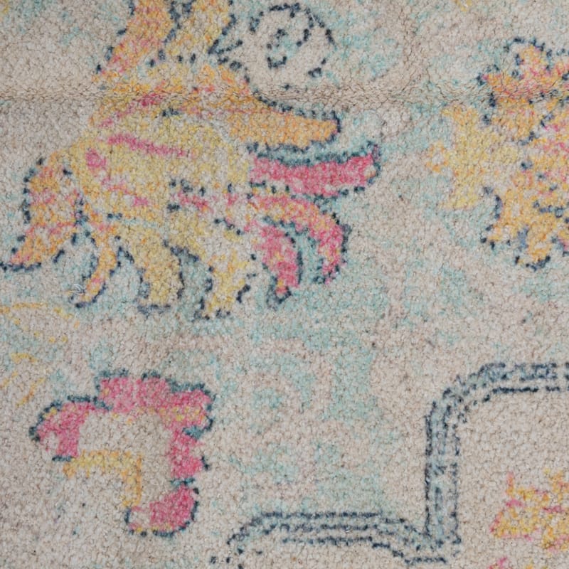 Cotton Chenille Distressed Print Rug with Fringe