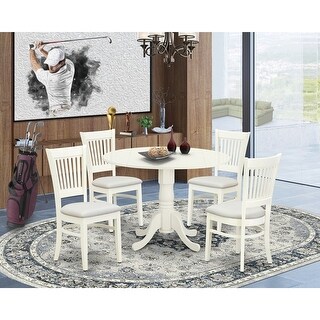 5 Piece Kitchen Dinette Set - Modern Table & 4 Chairs - Linen Fabric ...