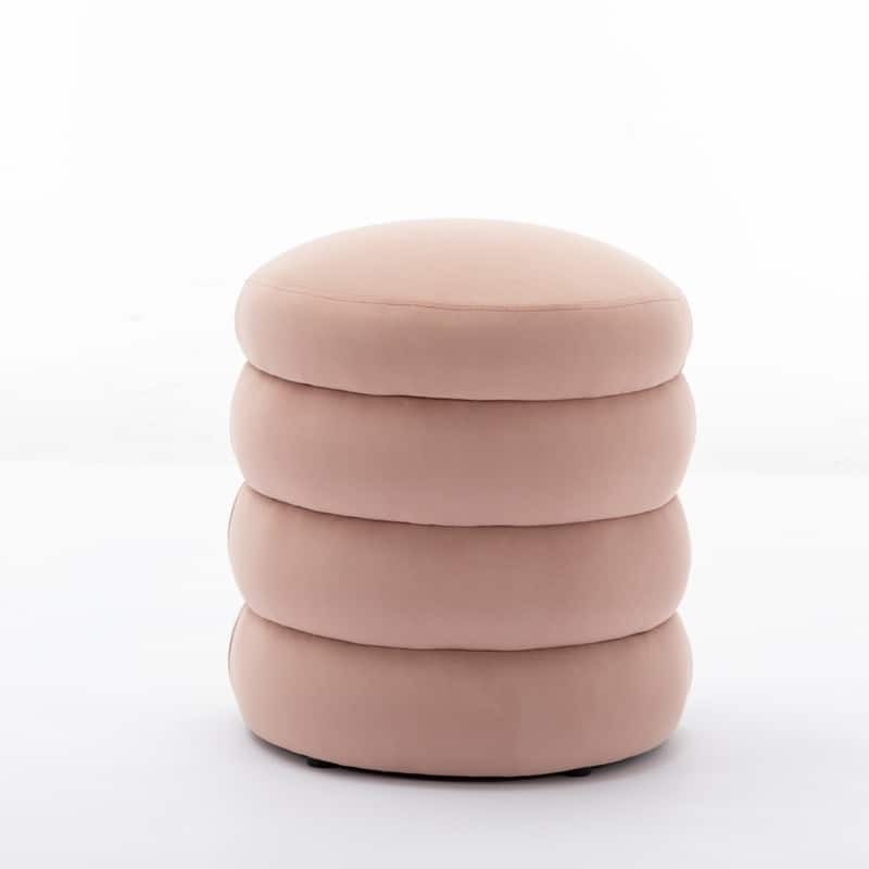 Soft Velvet Round Ottoman Footrest Stool