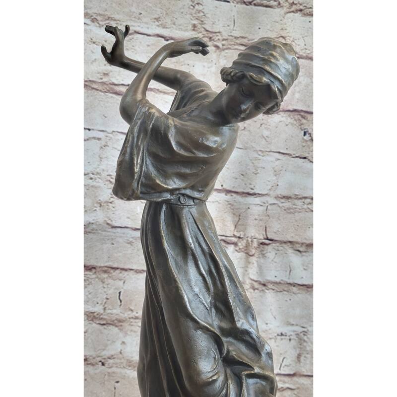 Dancing Woman Girl On One Foot Bronze Statue Sculpture Figure 16 Inches X 12 Inches