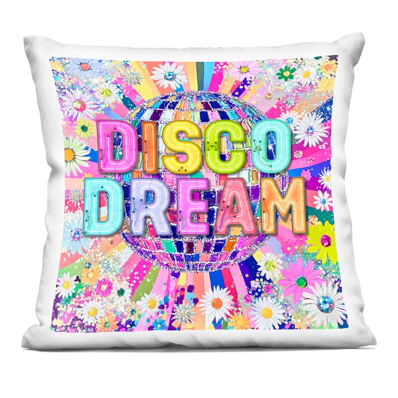 Stupell Vivid Disco Dream with Daisies Decorative Printed Throw Pillow Design by Jess Stempel - Accent - Polyester - Multi-Color - Single
