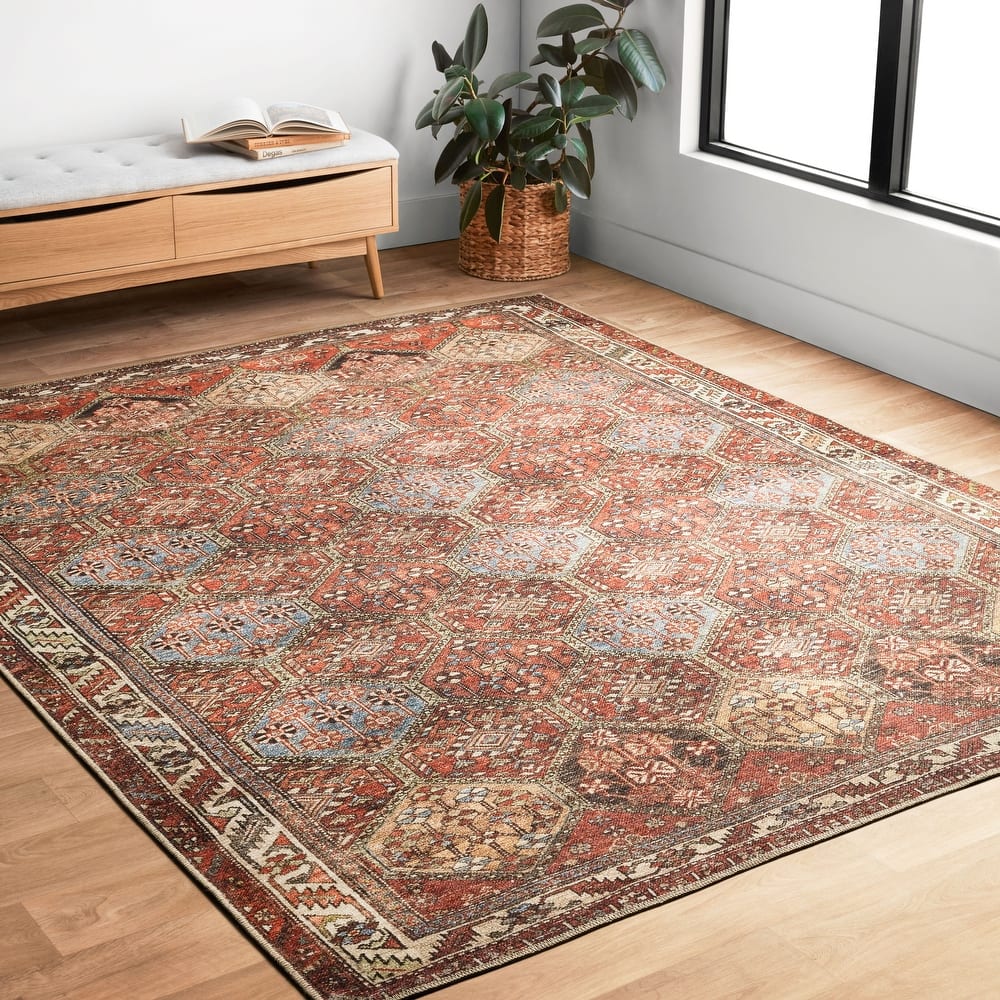 Alexander Home Tremezzina Printed Distressed Diamond Boho Rug
