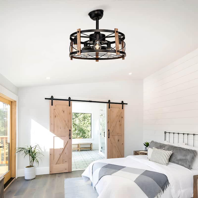 20" Ceiling Fan With Remote Control, Quiet Motor Fan Light, Indoor Chandelier Ceiling Fan for Bedroom, Living room - Matte Black