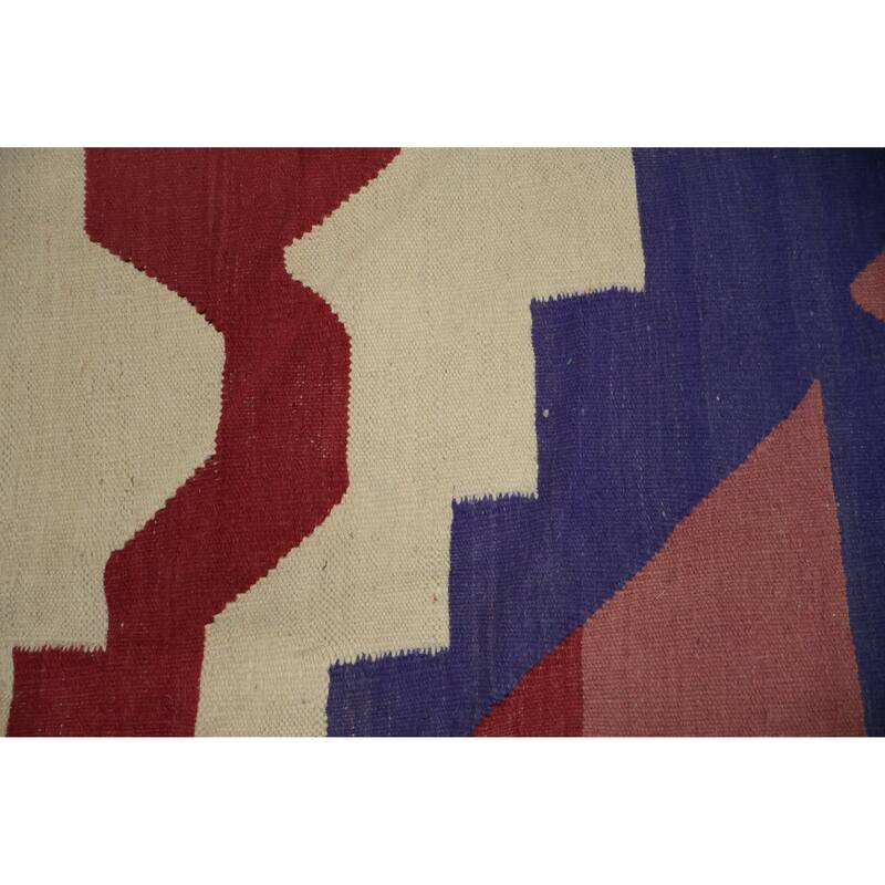 Hand Woven Oriental 100% Wool Carpet Southwestern Modern Multi-Colored Kilim Area Rug - 9' 10'' X 8' 0''