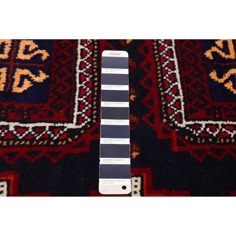 ECARPETGALLERY Hand-knotted Teimani Dark Navy, Red Wool Rug - 3'3 x 6'4