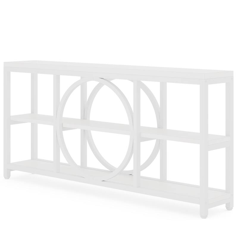 70.9-inche Sofa Console Table with Creative Metal Leg Design, 3 Tiers Narrow Long Accent Tables for Entryway