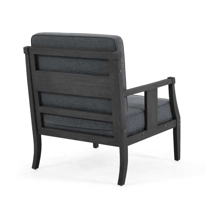 3-Piece Teak Wood Outdoor Armchair Set with Side Table, Cushions, Patio Seating Sets