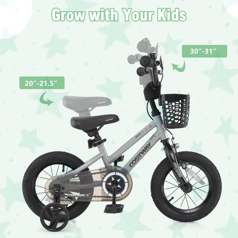 Costway 12"/14"/16"/18" Kid’s Bike with Training Wheels Adjustable - See Details