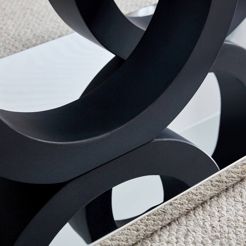 Modern Style Glass Top Mdf Coffee Table With Base