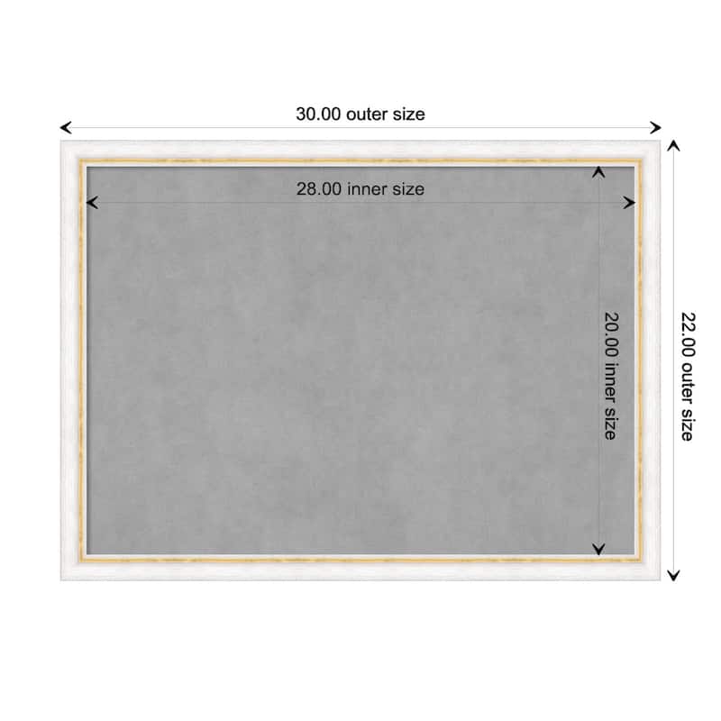 Amanti Art Morgan White Gold Framed Magnetic Board - Board Size 28x20