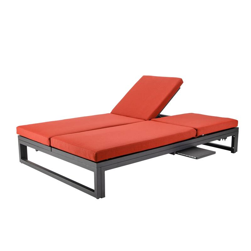 Chelsea Polyester Fabric Outdoor Lounge Chair with Four-Level Adjustable Backrest and Powder-Coated Aluminum Frame