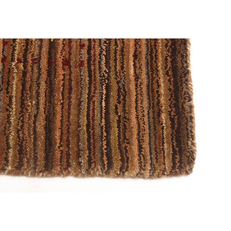 ECARPETGALLERY Hand Loomed Kashkuli Gabbeh Dark Brown Wool Rug - 3'11 x 5'8