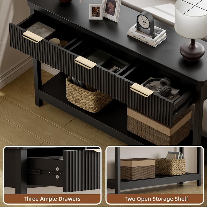 51"Wood Console Sofa Table with 3 Drawers for Living Room