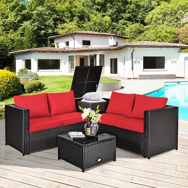 Costway 8PCS Outdoor Patio Rattan Furniture Set Cushioned Loveseat