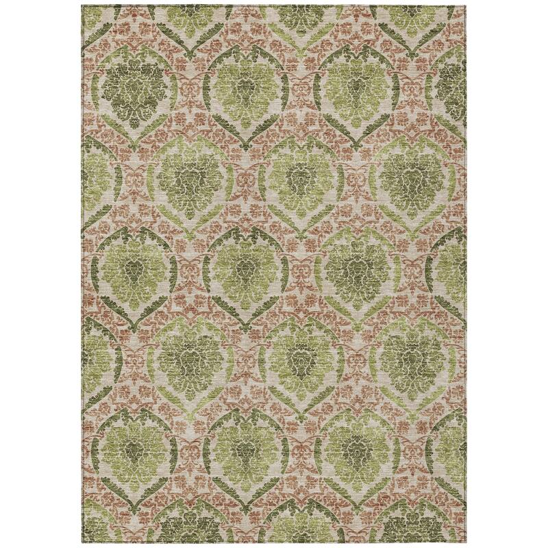Machine Washable Indoor/ Outdoor Chantille Traditional Damask Rug