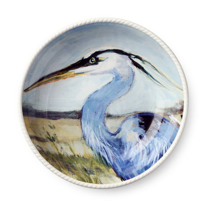 Certified International Coastal Birds 9" Soup/Cereal Bowls, Set of 4 Assorted Designs - 8.50"L x 8.50"W x 2.00"H
