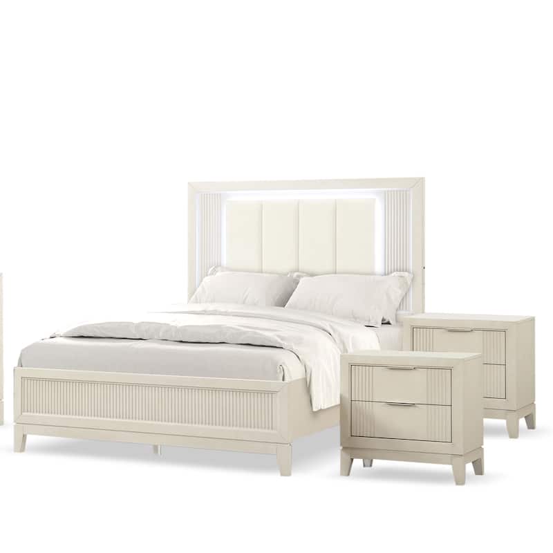Furniture of America Evander Modern Antique White 3-Piece Solid Wood Bedroom Set