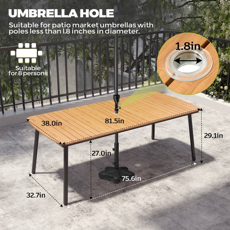 VredHom Outdoor Rectangular Aluminum Dining Table