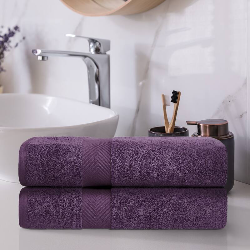 Superior Absorbent Zero Twist Cotton Bath Towel (Set of 2) - Grape Seed