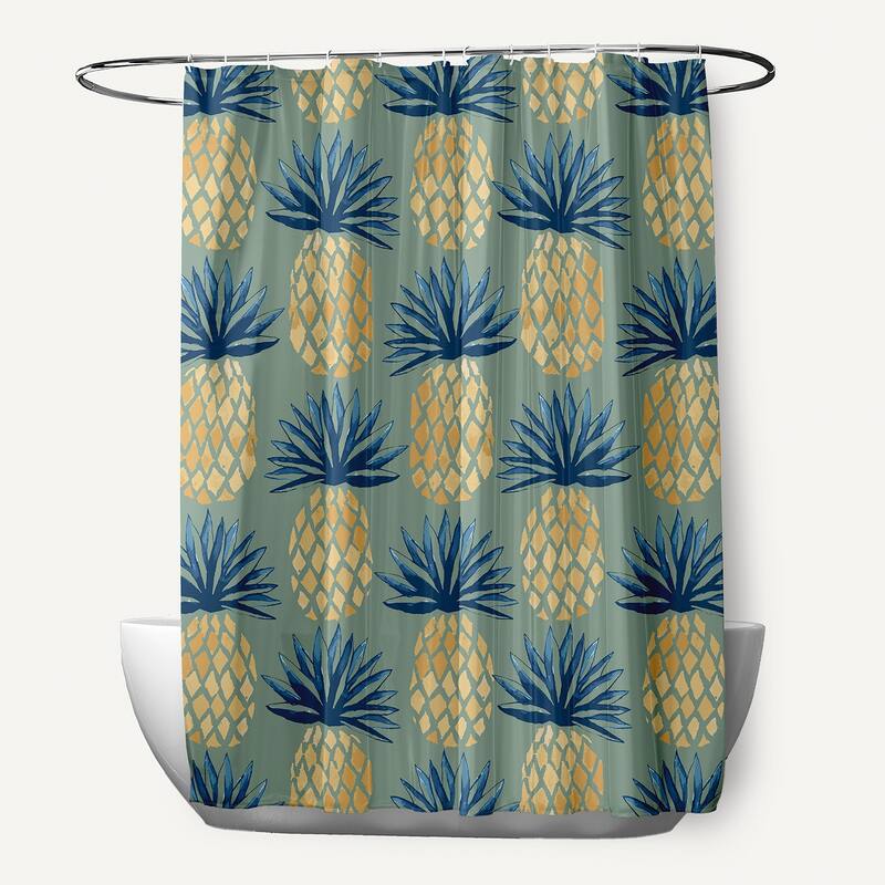 Pineapple Stripes Shower Curtain - Sage