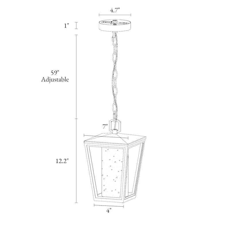 Anly Modern Farmhouse Black Gold 1-Light Outdoor Pendant Lights Patio Lantern Lamp - D7" x H12.2"