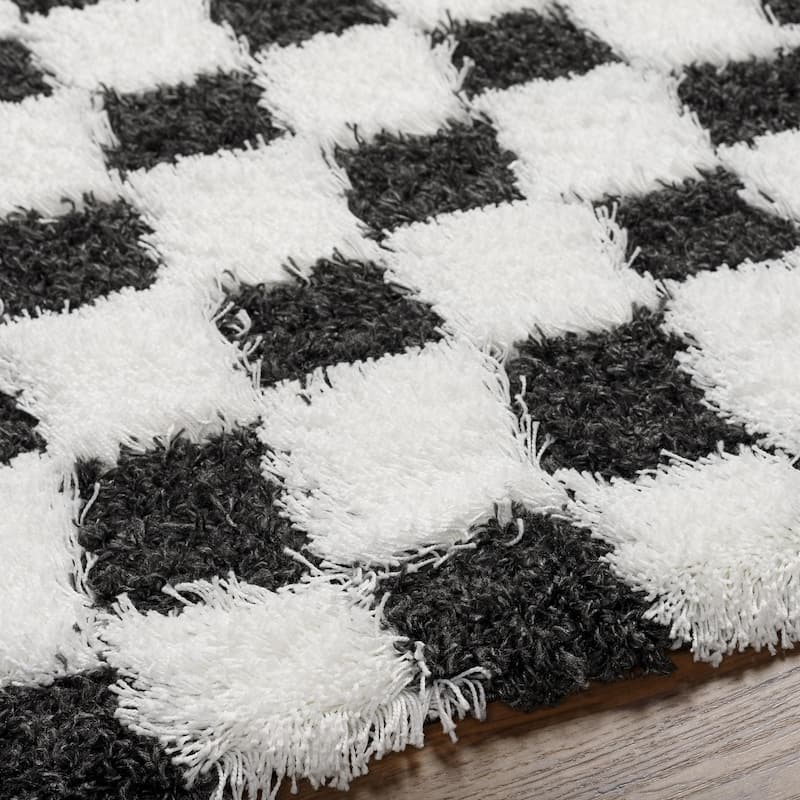 Livabliss Urban Shag Scandinavian Checkered Area Rug