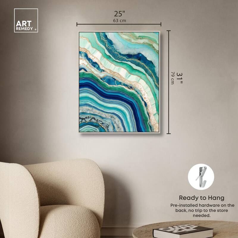 Blue Green Abstract Agate II Canvas by Art Remedy