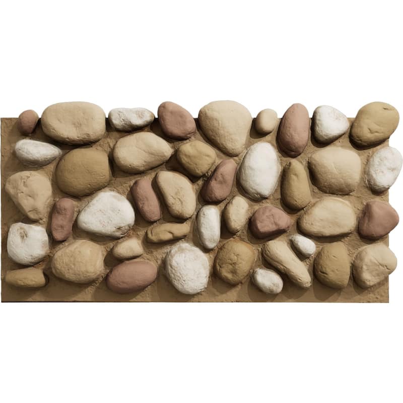EverStone River Rock Faux Rock Panel, 49"W x 24 3/4"H x 3"D - Canyon Dune Color