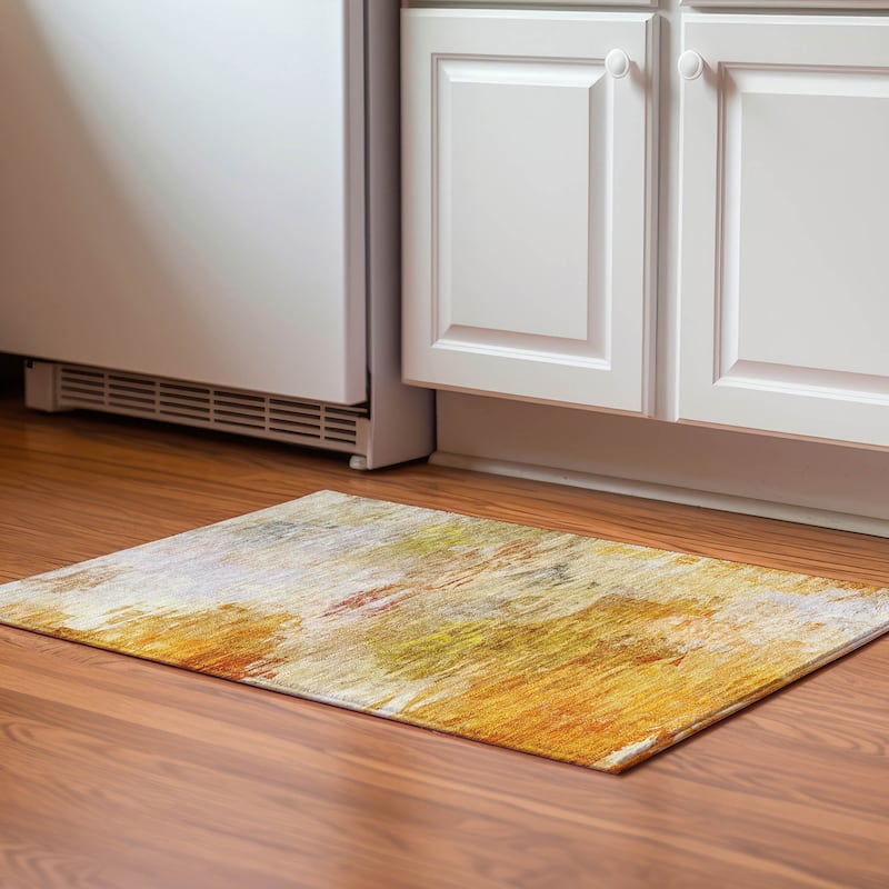 Premium Washable Super Soft Watercolor Mayfield Rug - Paprika - 1' 8" x 2' 6"